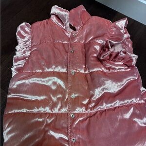 Shiny Pink Velvet Puffer Vest
